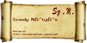 Szondy Mátyás névjegykártya